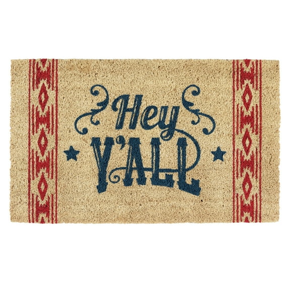 DII Natural Coir Doormat, Decorative Hello Mat, 17x29", Hey Y'All