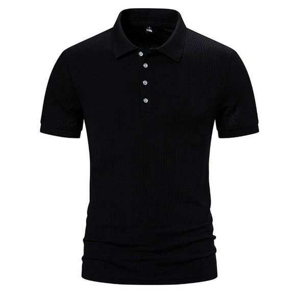 FhsagQ Men's Shirts Men's Shirts 3 Mens Strip Lapel Short Sleeve T Shirt Button Sport Shirt Top Mens Shirts Tops 9 Inch Breathable Shirts for Men Black XXL