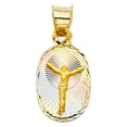 thumbnail image 2 of Wellingsale 14K Tri 3 Color Gold Polished Diamond Cut Religious Jesus Charm Pendant, 2 of 5