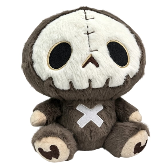 Halloween Skeleton Plush Doll - Soft Stuffed Skull Toy with X Stitching,Cute Spooky Plushie for Halloween Gift,Home Decor and Party Favors,Brown