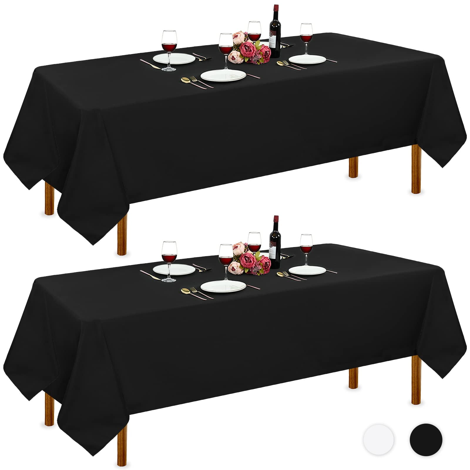 2 Pack Rectangular Tablecloth 60 x 102 Inch Rectangular Polyester