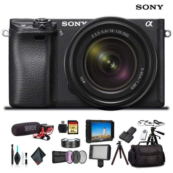 Sony Alpha a6300 Mirrorless Camera W/ 18-135mm Lens ILCE-6300M/B, Lens Filters, 2x Extra Batteries Plus Essential Accessories(International Model)