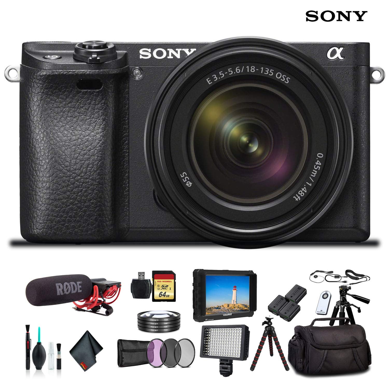 Sony Alpha a6300 Mirrorless Camera W/ 18-135mm Lens ILCE-6300M/B Lens Filters 2x Extra Batteries Plus Essential Accessories(International Model)