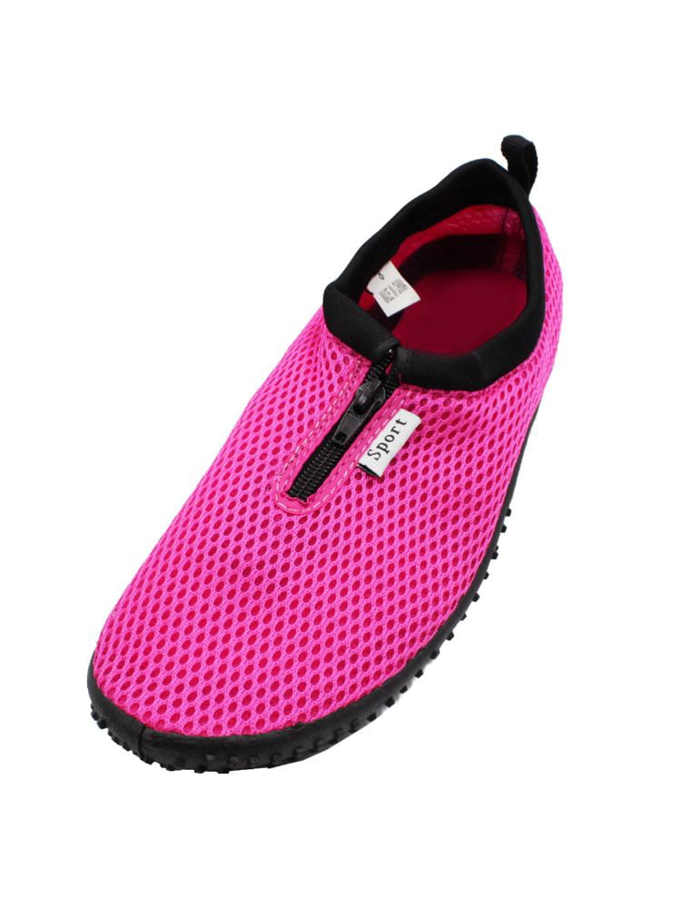 NEW Girls Wave Runner Pink Zip Front Quick Dry Water Swim Shoes Size 6 