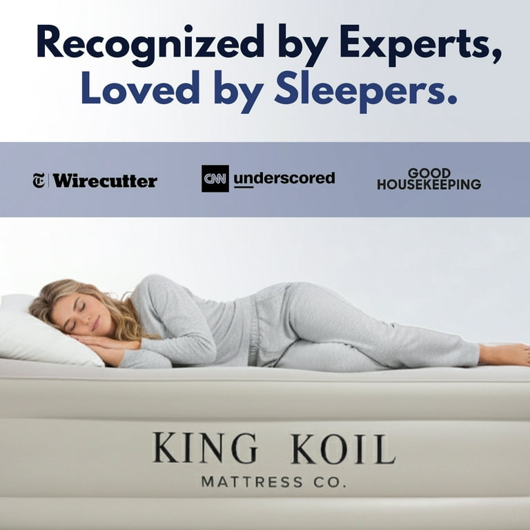 King Koil Materasso Gonfiabile California King Size – Con Pompa Integrata, 16 Pollici Di Altezza, Per Casa E Campeggio