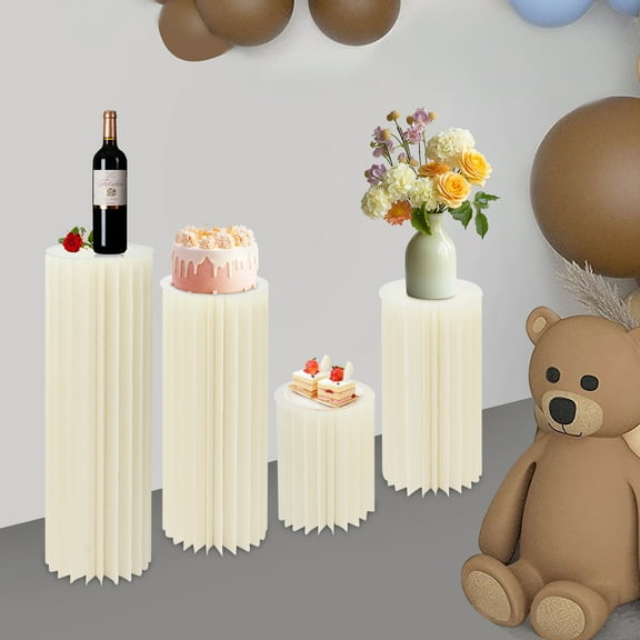 3pcs Foldable Cardboard Centerpiece Display, Cylinder Flowers Stand, Columns Display for Wedding Party Garden Decoration