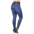 thumbnail image 5 of Fashion2Love Women Juniors Butt Lift Push Up Mid Waist Ripped Distressed Skinny Jeans, 5 of 10