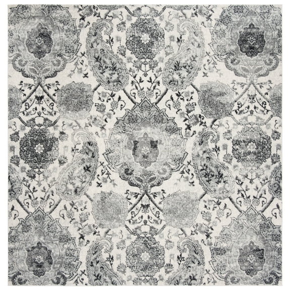 SAFAVIEH Madison Hope Floral Paisley Area Rug, Cream/Silver, 12' x 12' Square