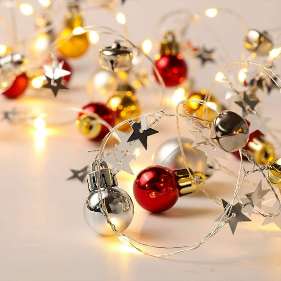 ZOELNIC 2M 20 Lights Christmas Decorative Wire Light Ball Shape String Lights Battery Operated Wire Lamp Ornament Fairy String Light for Christmas Holiday Decor