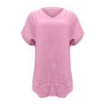 thumbnail image 4 of Lisingtool Women's V Neck Batwing Sleeve Tops Summer Basic Short Sleeve T Shirts Loose Fit Tees Pink, 4 of 4