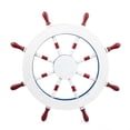 thumbnail image 3 of Wooden Ship Wheel (Welcome Aboard) - Blue, White & Maroon Painted - (36 Inches), 3 of 3