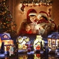 thumbnail image 3 of Christmas Decorations, Christmas Village Sets 10Pcs/Set Light Up Miniature Winter Christmas Village Simulation Resin Decorative Christmas Town Village Sets, No Battery, 3 of 7