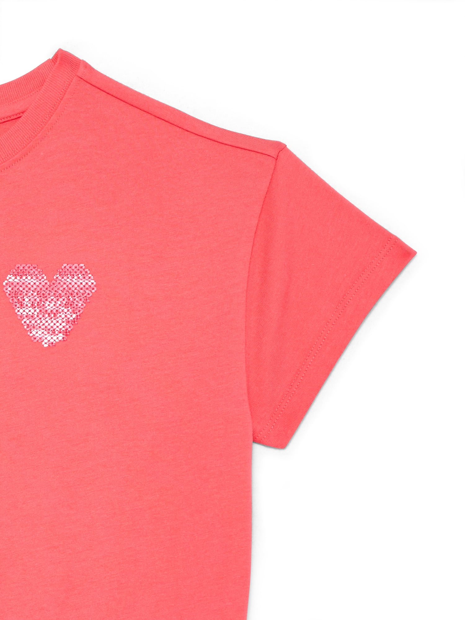 Wonder Nation Girls Boxy Tee with Short Sleeves, Sizes 4-10