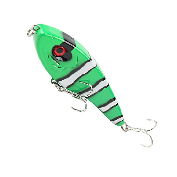 fastboy Big Fish Bait Hard Popper Fishing Lure 18cm 55g Top Crankbait Plastic Quickly Sink Jigging Tackle for Pike Bass Tiger stripe green White stripe green