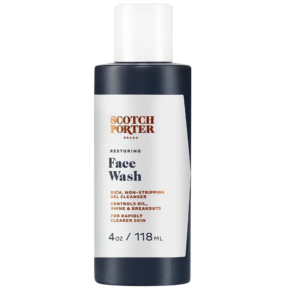 Scotch Porter limpiador facial restaurador | Limpiador en gel rico que no se desprende | Formulado con ingredientes no tóxicos, libres de parabenos, sulfatos y siliconas | Vegano | Botella de 4 onzas