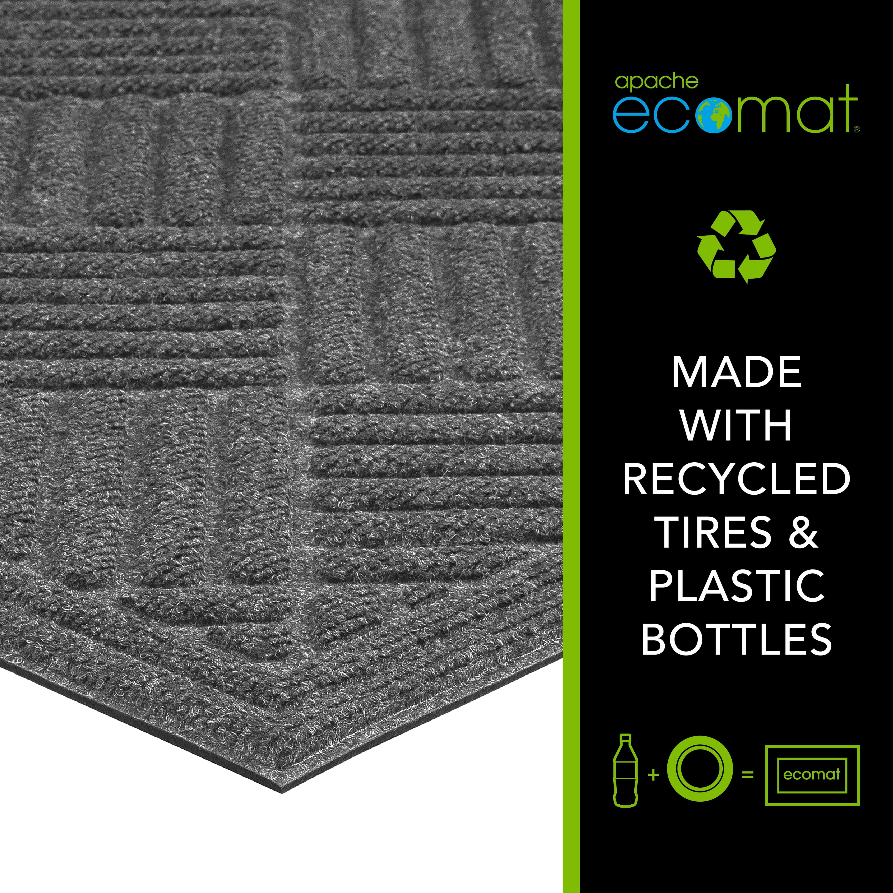 Mainstays Textures Crosshatch Polyester and Rubber Backed Doormat, 4' x 6', Smoke