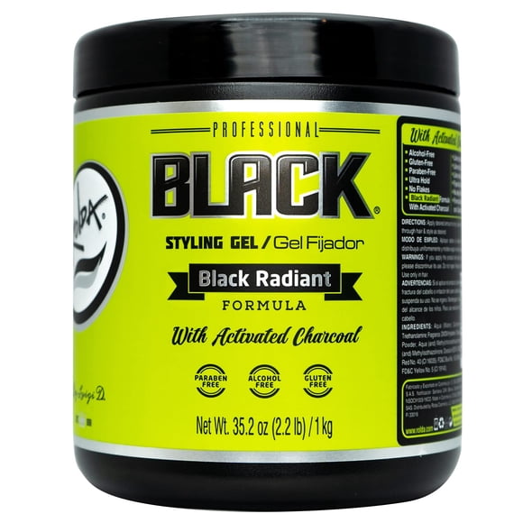 Rolda Black Styling Gel para el cabello – Fijación media a fuerte con brillo medio para un aspecto húmedo y peinado hacia atrás con sujeción durante todo el día – Carbón negro activado cubre el cabell