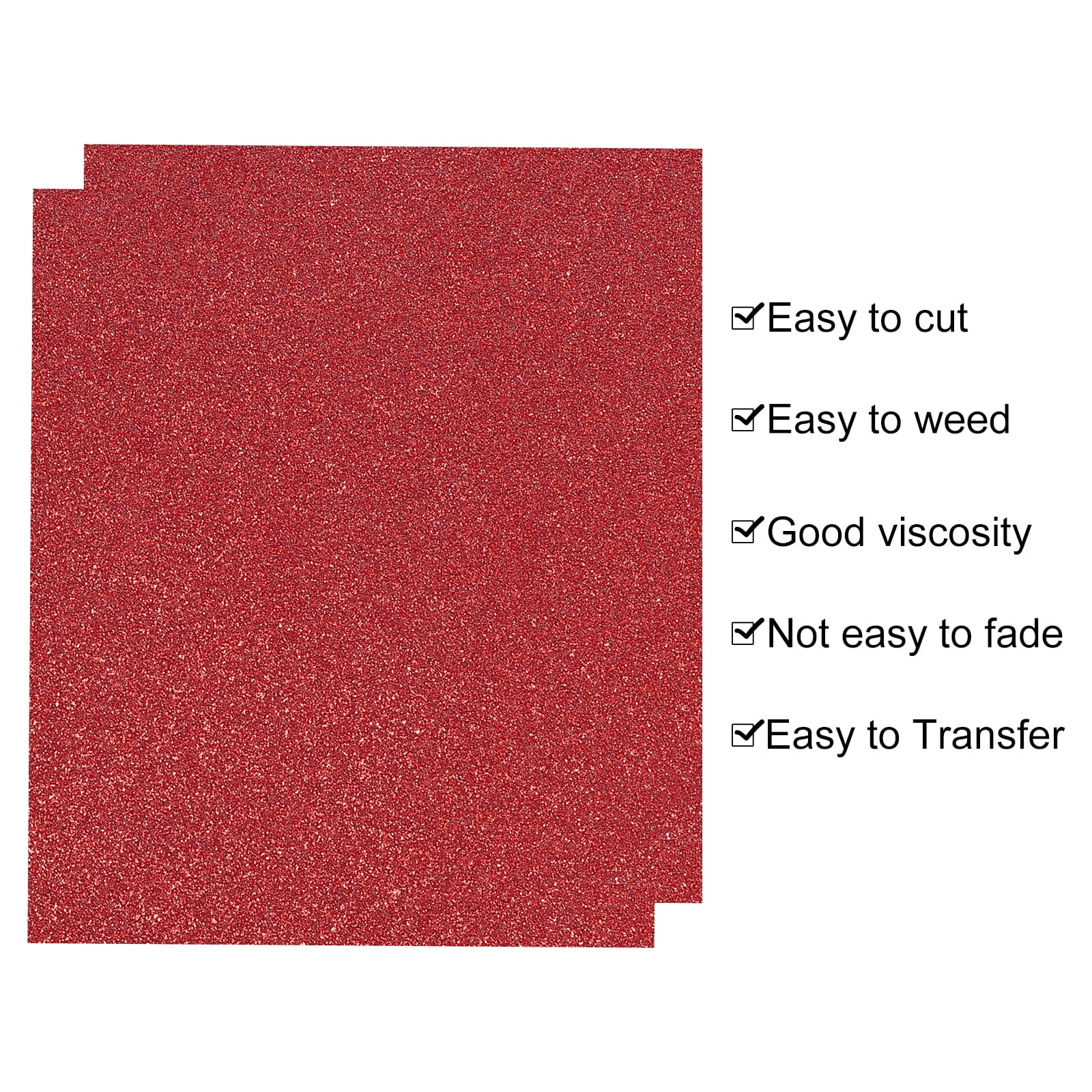 Uxcell Heat Transfer Vinyl 12"x10" Glitter HTV Vinyl Iron on Vinyl Multicolored 10Pcs