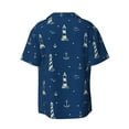 thumbnail image 2 of Xecao offers the Lighthouses and Anchors for Men's Casual Short-sleeved Shirt, a button-up collared shirt with a pocket, perfect for beach vacations and yacht travel in the 4X-Large size., 2 of 7