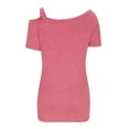 thumbnail image 5 of RYRJJ Women's One Cold Shoulder Tops Summer Short Sleeve Twist Knot Top Casual Tunic Blouse T-Shirts(Pink,L), 5 of 6
