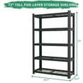 thumbnail image 5 of Dtwnek 72"H 5 Tier Adjustable Heavy Duty Shelving Metal Storage Rack Shelf Organizer for Pantry, Garage, Kitchen, 2000 Lbs Loading Capacity, Black, 5 of 10
