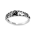 thumbnail image 3 of 925 Sterling Silver Oxidized Platinum Plated Flowers Art Deco Women Valentines Day Gifts Ring, 3 of 4