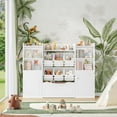 thumbnail image 5 of 55” Toy Storage Organizer, 5-in-1 Kids Bookshelf with Movable Drawer and Book Shelves Behind The Doors, Toy Organizer Playroom Storage Organizer with 6 Toy Bins and 8 Storage Cubes, White, 5 of 8