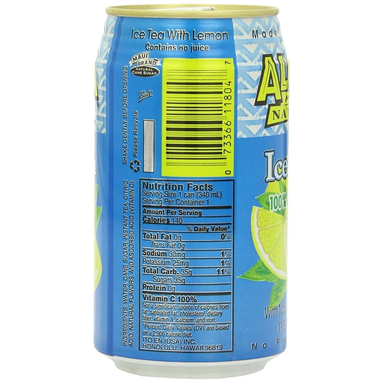 Aloha Iced Tea With Natural Lemon Flavors, 11.5 oz (Pack of 6