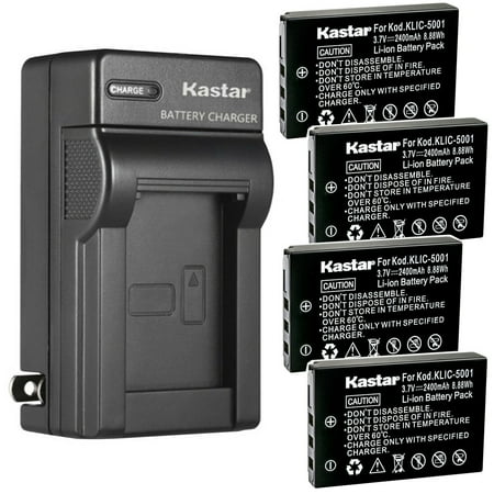 Kastar 4-Pack DB-L50 Battery and AC Wall Charger Replacement for Sanyo Xacti DMX-WH1 NV-SB570DT NV-SB360DT Xacti VPC-FH1A Xacti VPC-TH1 Xacti VPC-TH2 Xacti VPC-VH1 Xacti VPC-WH1 Camera