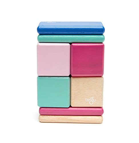 8 Piece Tegu Pocket Pouch Magnetic Wooden Block Set Blue