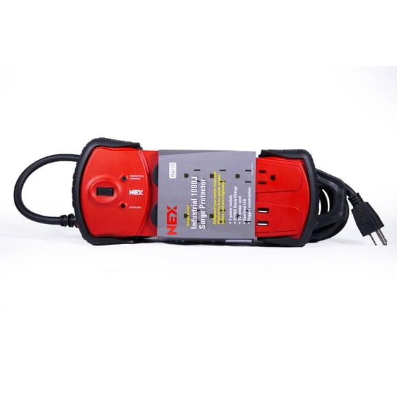 PWIY7-NEX, Surge Arrest, 1080J Industrial Surge Protector with 7 Power Outlets and 2 USB Ports by NEX
