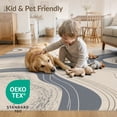 thumbnail image 4 of ODIKA 3'x5' Beige And Blue Abstract Waves Washable Accent Rug Modern Flowing Lines With Dynamic Curves By Design for Bedside, Nursery Room, Pet Friendly & Non-Shedding, 4 of 7