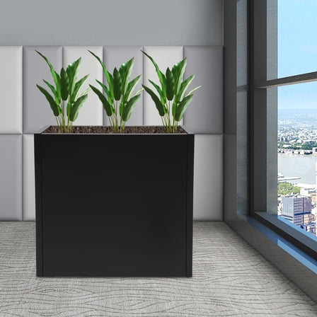 24x10x24in Black Rectangular Freestanding Planter Box Rustproof Steel Gift for Gardeners