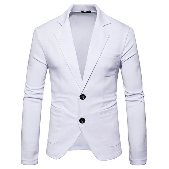 Penkiiy Blazer for Men Men Slim-fit Solid Suit Collar Casual Small Suit Coat Corduroy Jacket White Blazer