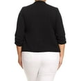 thumbnail image 4 of Moa Collection Women's Chic Plus Size Office Blazer – Rolled Up 3/4 Sleeves Open Front, 4 of 4