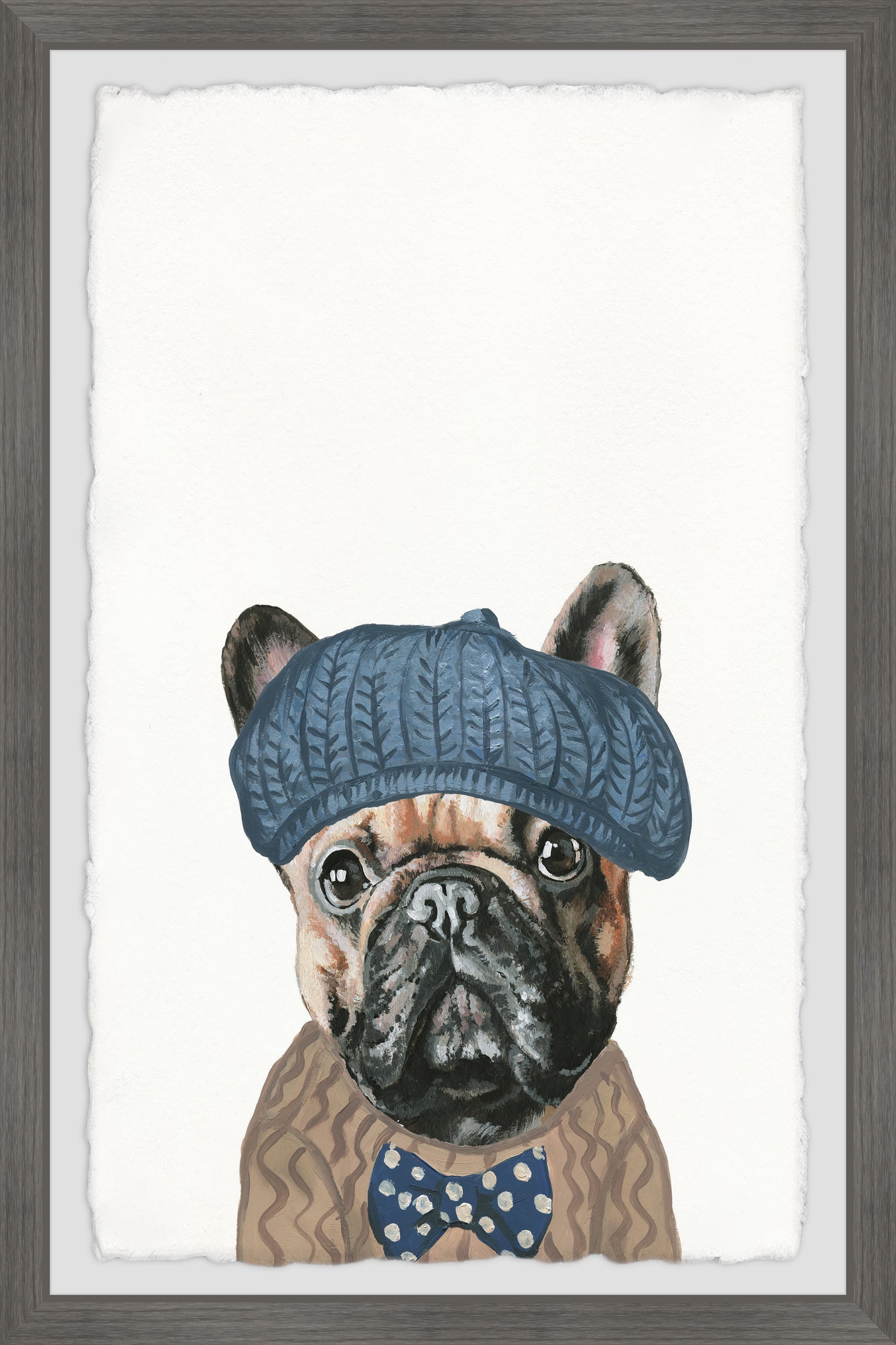 Marmont Hill "Dog In Beret" Framed Painting Art Print, 8.00" x 1.50"
