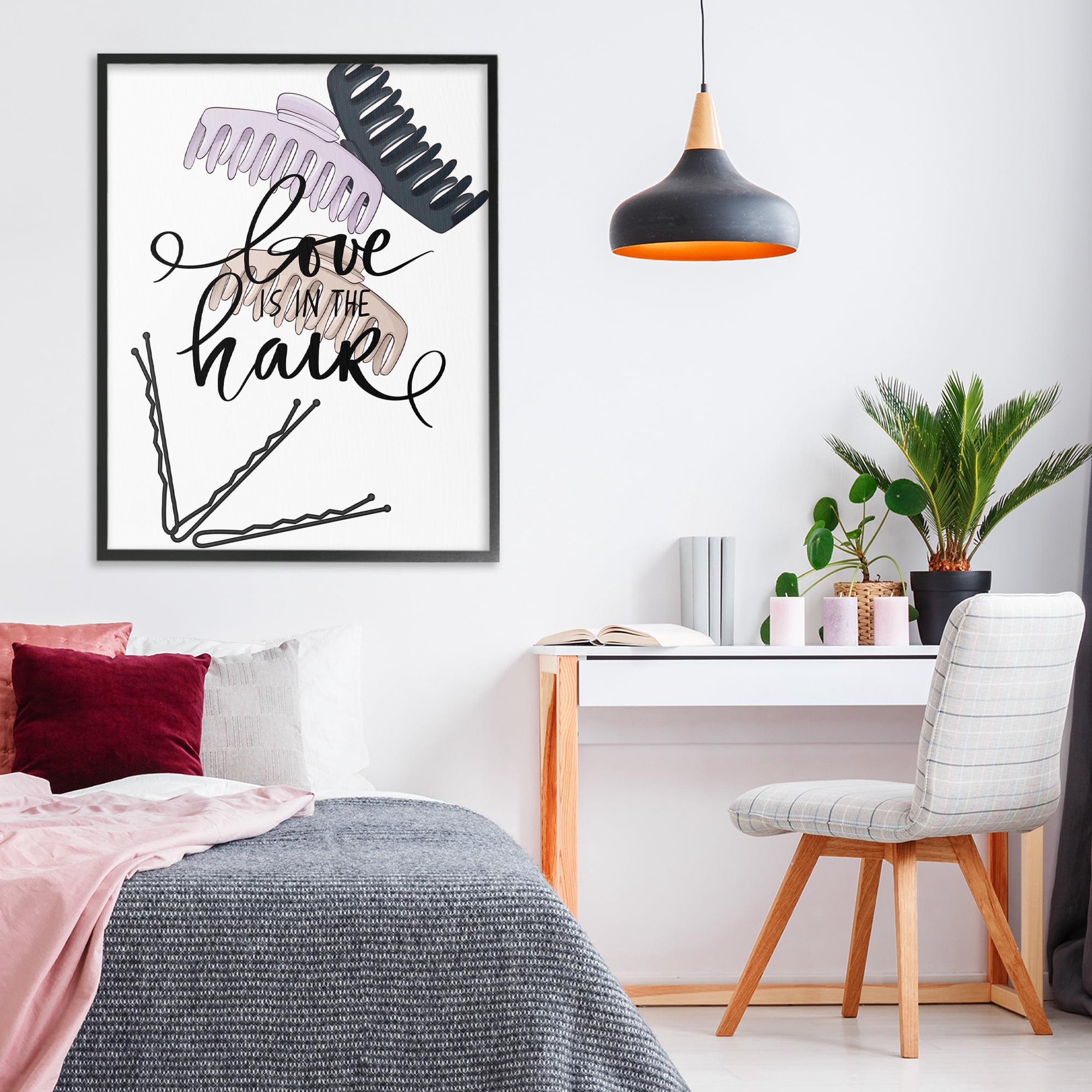 Stupell Industries Love Is In The Hair Black Framed Giclee Art, design by Jesse Keith