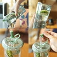 thumbnail image 3 of Water Bottle Straw Portable Sealing Office Coffee Drinkware with Straw and School Drink Cup Students Double Layer Children Milk Drinking Blue, 3 of 8