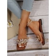 thumbnail image 2 of Women Rhinestone & Flower Decor Clear Strap Slide Sandals, PVC Fashion Sandals, 2 of 4