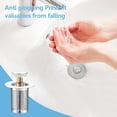thumbnail image 2 of Brass Bathroom Drain Plug Universal Stopper with Advanced Hair Strainer Core Filter, 2 of 4