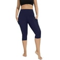 thumbnail image 4 of Hanerdun Womens Yoga Pants High Waist Pocket Capri Workout Leggings Running Bottom Activewear Navy Blue XL, 4 of 6