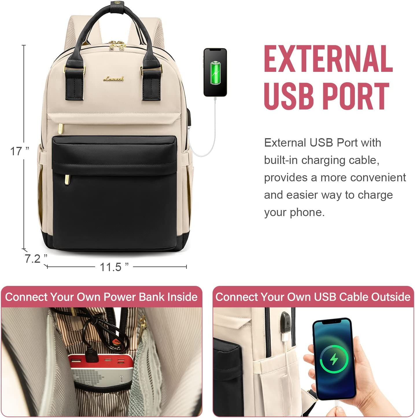Lovevook Backpack Purses for Women,Vintage Women Teacher Laptop Backpack Nurse Bag, Multi-Function Work Travel Daypacks College Book Bag with USB Port