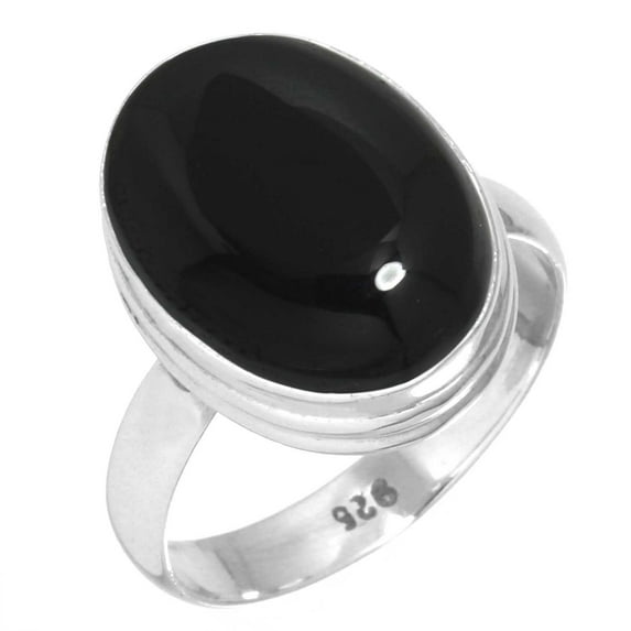 925 Silver Ring For Women - Girls Real Black Onyx Stone Silver Ring Size 8 July Birthstone Handmade Silver Ring Size 8 Gift For Women On Cocktail Party 925 Silver Jewelry With Gemstone