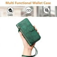 thumbnail image 3 of Funda para Oneplus ACE2 5G con cremallera tipo cartera, tarjetero, marco de fotos, soporte y cordón, de piel sintética. verde, 3 of 5