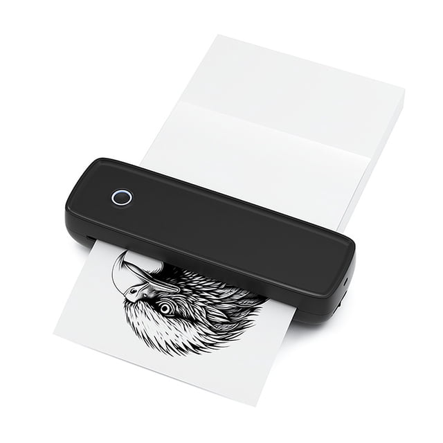 Riwcyla A4 Portable Thermal Transfer Printer Wireless&USB with Mobile Computer for Office School Comes with 1pc Thermal Paper Roll Compatible with Windows / System Inkless Printing PDF File Webpa