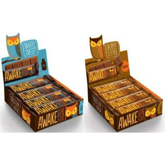 AWAKE Chocolate - 1.55oz - Variety Club 24pk Includes Milk Chocolate and Caramel