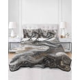 thumbnail image 3 of Black Marble Queen Size Down Alternative Comforter, Lightweight Comforter Quilt Bedding Set with Pillow Shams Retro Chic Abstract Mottled Texture Art All Seasons Bed Comforter Duvet Insert 90"x96", 3 of 7