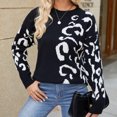 thumbnail image 2 of Oksale Funny Graphic Sweaters for Women Casual Round Neck Jumpers Comfort Long Sleeve Pullover Slouchy Soft Knit Fall Winter Tops Black L, 2 of 7