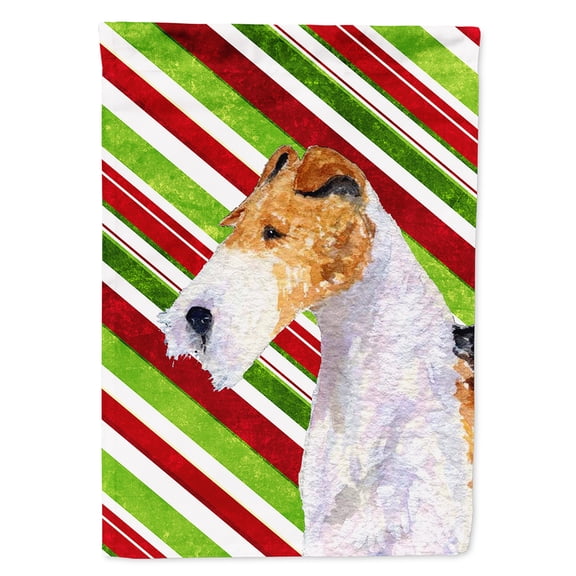 Fox Terrier Candy Cane Holiday Christmas Flag Canvas House Size