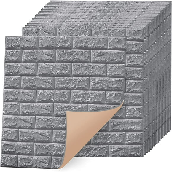 Jinsinto 10 Pieces Self Adhesive Wallpaper Mural White Brick Wallpaper Mural 3d Peel and Stick Wallpaper Wall Panel 77x70cm for Bathroom Balcony Kitchen